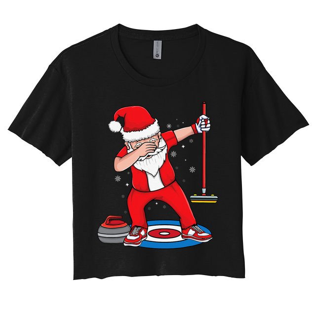 Dabbing Santa Curling Player Curling Broom Curler Curling Crop Top