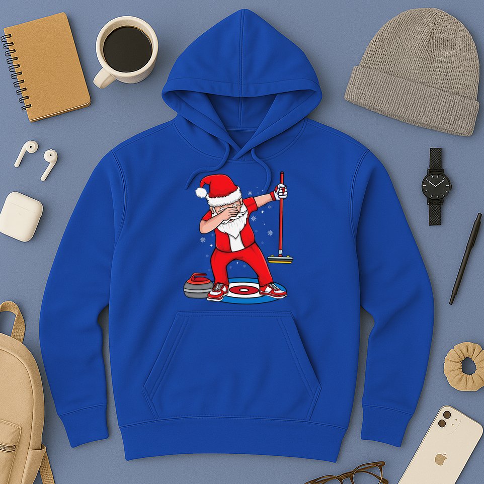 Dabbing Santa Curling Player Curling Broom Curler Curling Hoodie