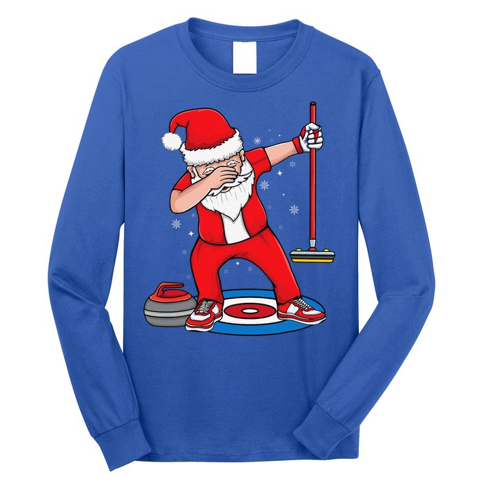 Dabbing Santa Curling Player Curling Broom Curler Curling Long Sleeve Shirt