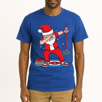 Dabbing Santa Curling Player Curling Broom Curler Curling Tall T-Shirt