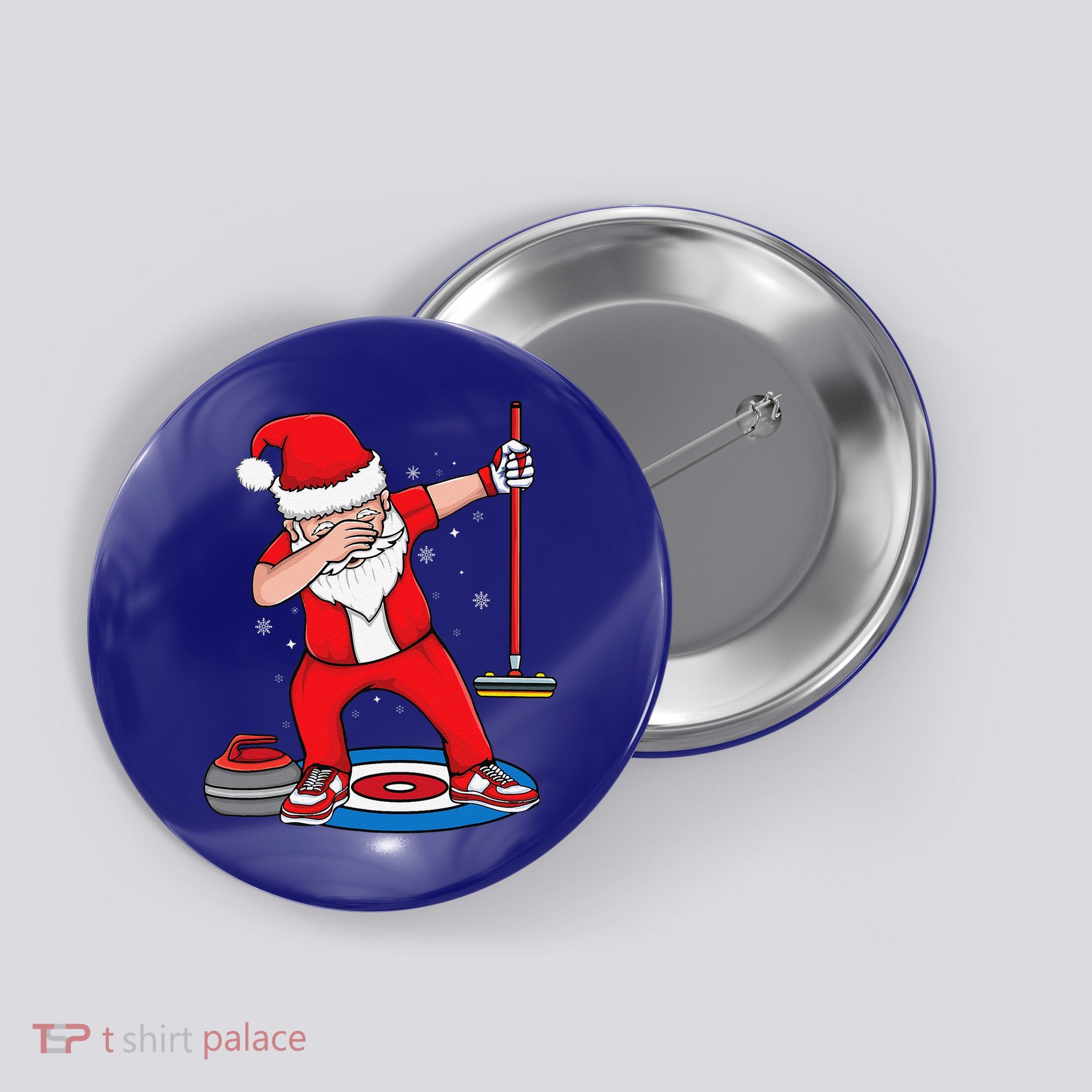 Dabbing Santa Curling Player Curling Broom Curler Curling Button