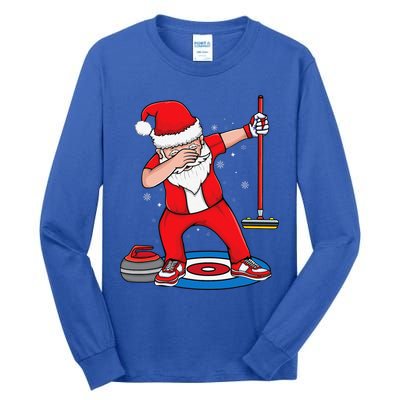 Dabbing Santa Curling Player Curling Broom Curler Curling Tall Long Sleeve T-Shirt