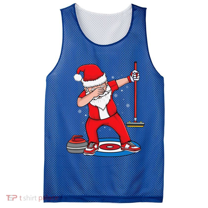 Dabbing Santa Curling Player Curling Broom Curler Curling Mesh Reversible Basketball Jersey Tank