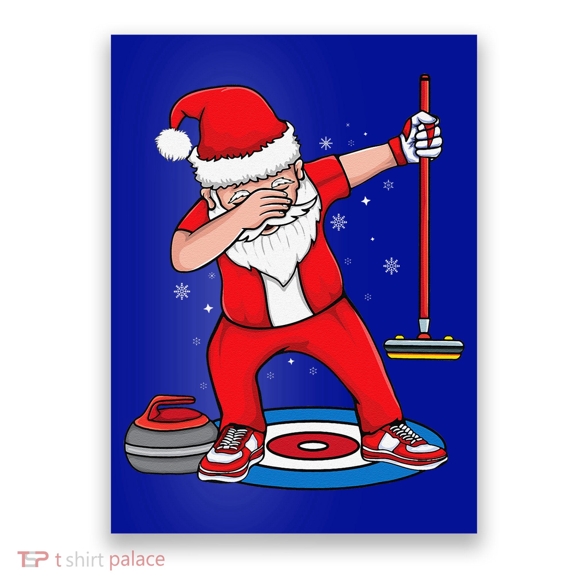 Dabbing Santa Curling Player Curling Broom Curler Curling Poster