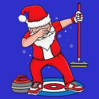 Dabbing Santa Curling Player Curling Broom Curler Curling Baby Bodysuit