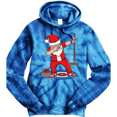 Dabbing Santa Curling Player Curling Broom Curler Curling Tie Dye Hoodie