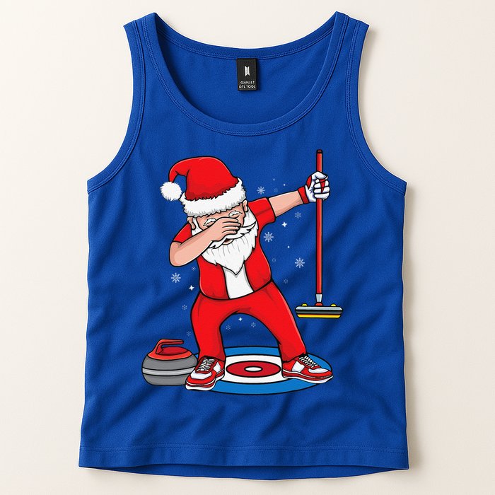 Dabbing Santa Curling Player Curling Broom Curler Curling Tank Top