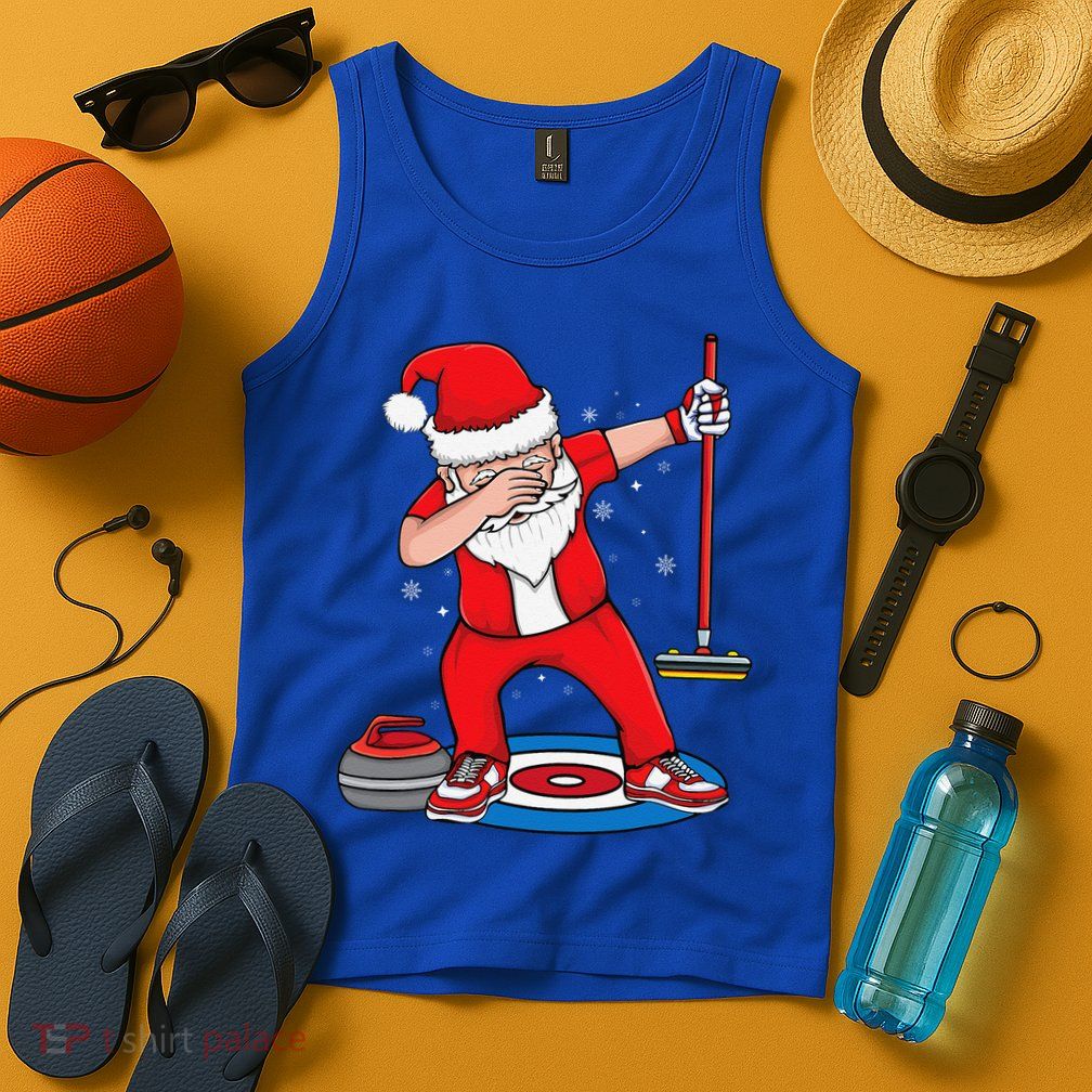 Dabbing Santa Curling Player Curling Broom Curler Curling Tank Top