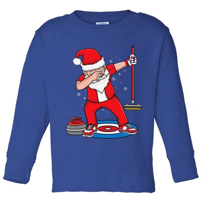 Dabbing Santa Curling Player Curling Broom Curler Curling Toddler Long Sleeve Shirt