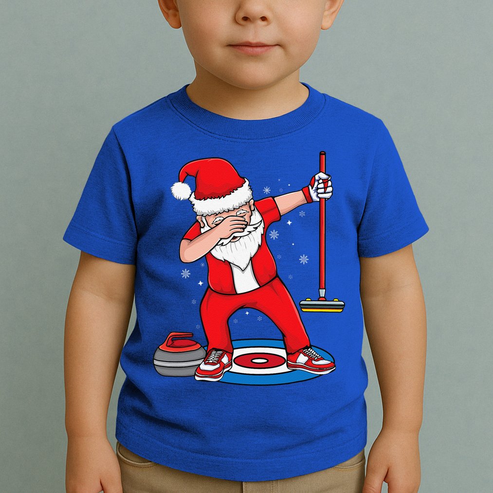 Dabbing Santa Curling Player Curling Broom Curler Curling Toddler T-Shirt