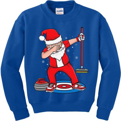 Dabbing Santa Curling Player Curling Broom Curler Curling Kids Sweatshirt