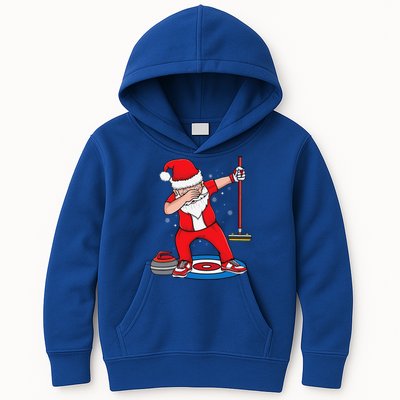 Dabbing Santa Curling Player Curling Broom Curler Curling Kids Hoodie