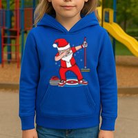 Dabbing Santa Curling Player Curling Broom Curler Curling Kids Hoodie