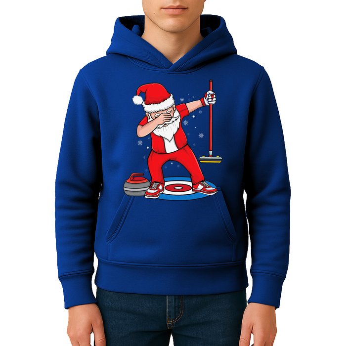 Dabbing Santa Curling Player Curling Broom Curler Curling Kids Hoodie
