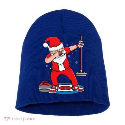 Dabbing Santa Curling Player Curling Broom Curler Curling Short Acrylic Beanie