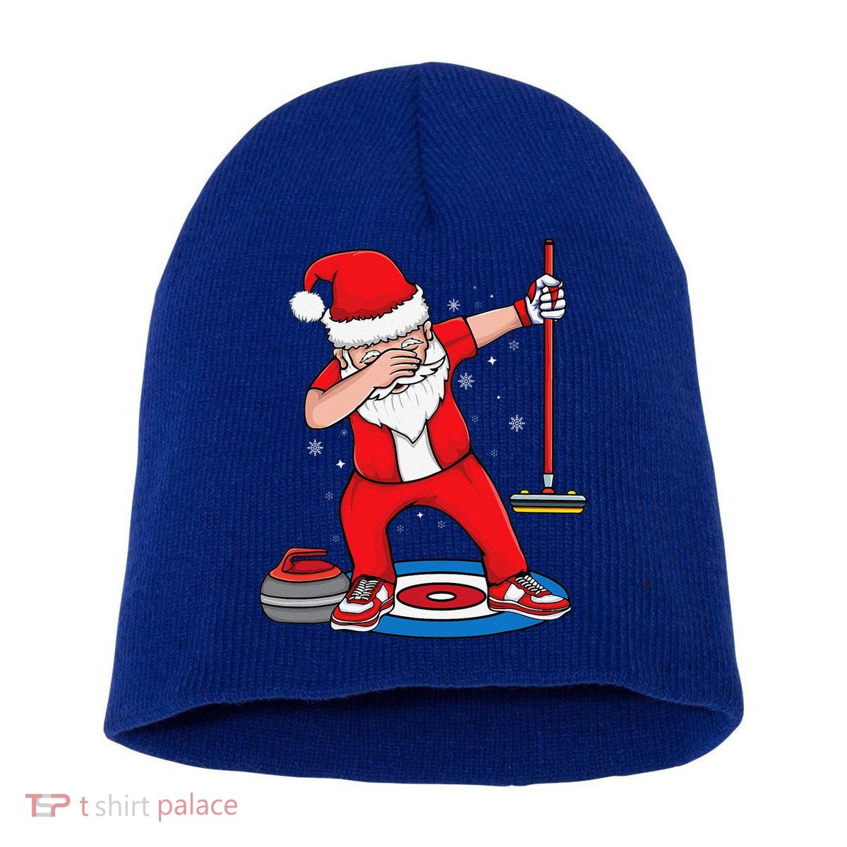 Dabbing Santa Curling Player Curling Broom Curler Curling Short Acrylic Beanie
