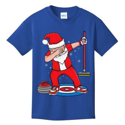 Dabbing Santa Curling Player Curling Broom Curler Curling Kids T-Shirt