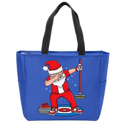Dabbing Santa Curling Player Curling Broom Curler Curling Zip Tote Bag