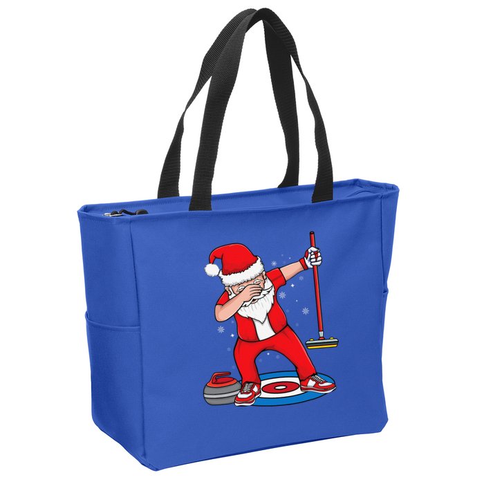 Dabbing Santa Curling Player Curling Broom Curler Curling Zip Tote Bag