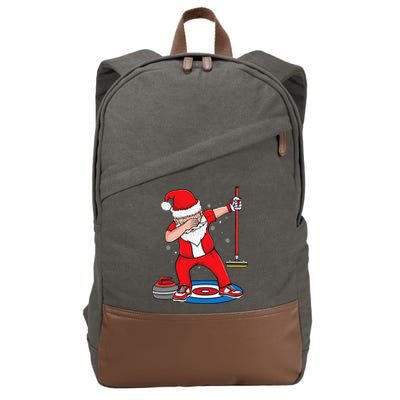 Dabbing Santa Curling Player Curling Broom Curler Curling Cotton Canvas Backpack