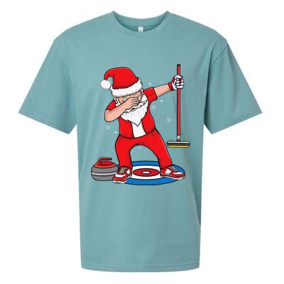 Dabbing Santa Curling Player Curling Broom Curler Curling Sueded Cloud Jersey T-Shirt