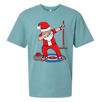 Dabbing Santa Curling Player Curling Broom Curler Curling Sueded Cloud Jersey T-Shirt