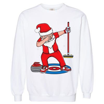 Dabbing Santa Curling Player Curling Broom Curler Curling Garment-Dyed Sweatshirt