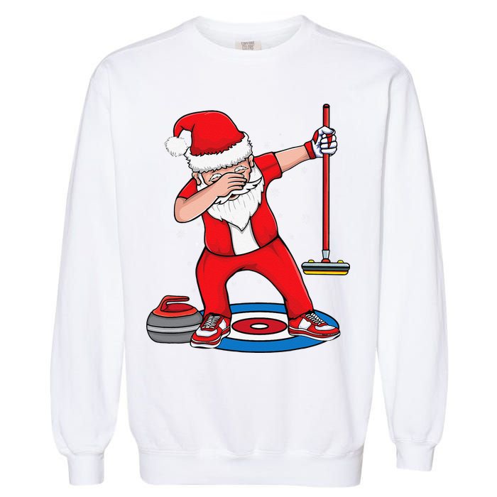 Dabbing Santa Curling Player Curling Broom Curler Curling Garment-Dyed Sweatshirt