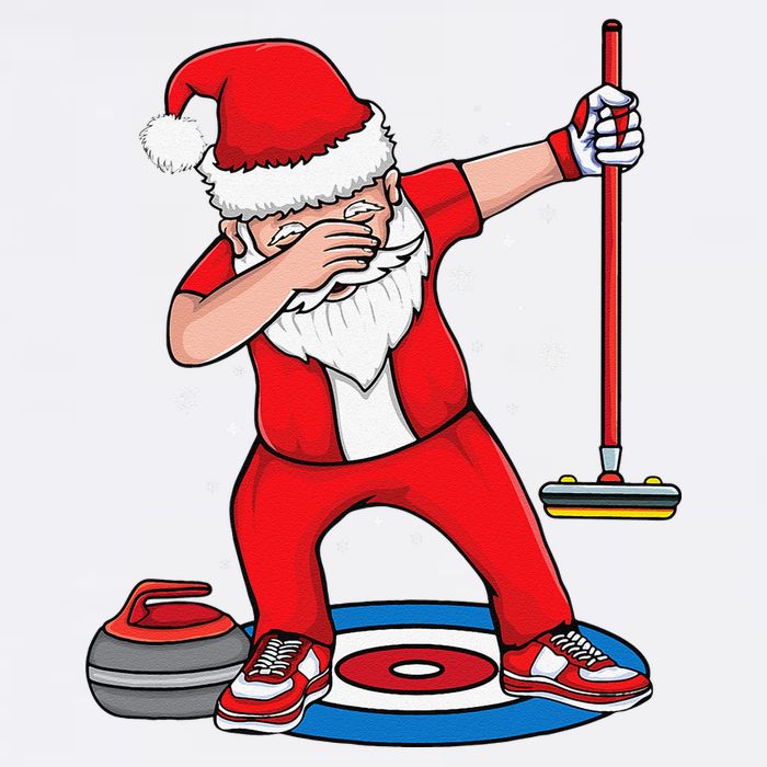 Dabbing Santa Curling Player Curling Broom Curler Curling Garment-Dyed Sweatshirt