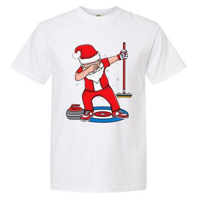 Dabbing Santa Curling Player Curling Broom Curler Curling Garment-Dyed Heavyweight T-Shirt