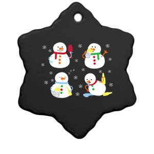 Drunk Snowmen Christmas Ceramic Star Ornament