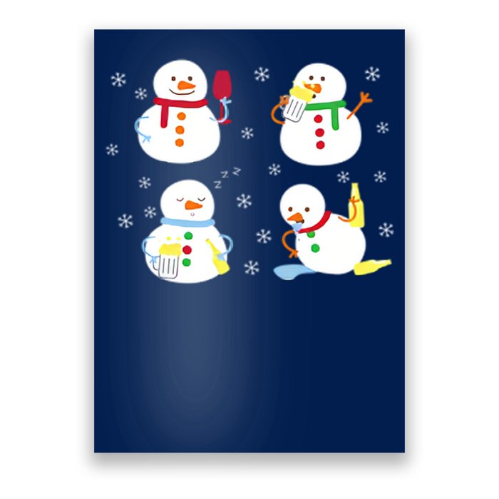 Drunk Snowmen Christmas Poster