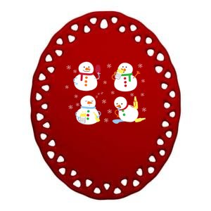 Drunk Snowmen Christmas Ceramic Oval Ornament