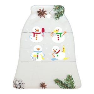 Drunk Snowmen Christmas Ceramic Bell Ornament