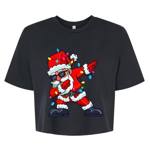 Dabbing Santa Claus Christmas Tree Lights Kids Dab Xmas Bella+Canvas Jersey Crop Tee