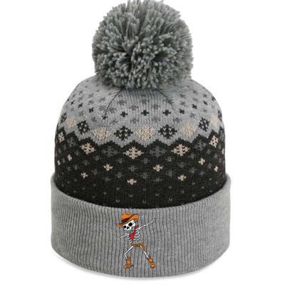 Dabbing Skeleton Cow Halloween Gift The Baniff Cuffed Pom Beanie