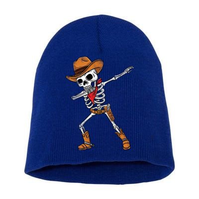 Dabbing Skeleton Cow Halloween Gift Short Acrylic Beanie