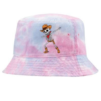 Dabbing Skeleton Cow Halloween Gift Tie-Dyed Bucket Hat