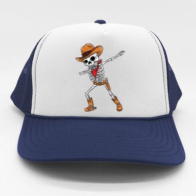 Dabbing Skeleton Cow Halloween Gift Trucker Hat