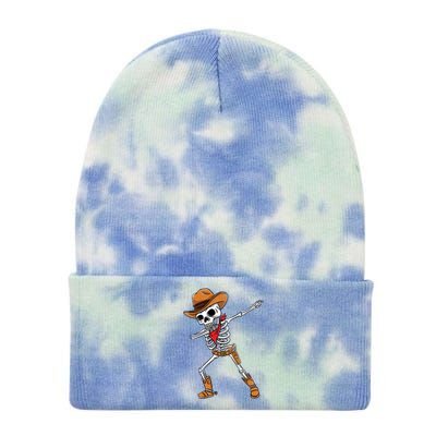 Dabbing Skeleton Cow Halloween Gift Tie Dye 12in Knit Beanie