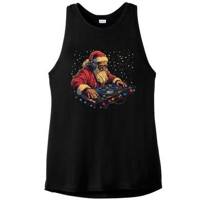 Dj Santa Claus Spinning Christmas Beats Funny House Music Gift Ladies PosiCharge Tri-Blend Wicking Tank