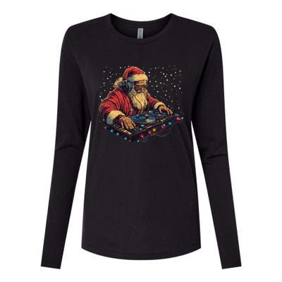 Dj Santa Claus Spinning Christmas Beats Funny House Music Gift Womens Cotton Relaxed Long Sleeve T-Shirt