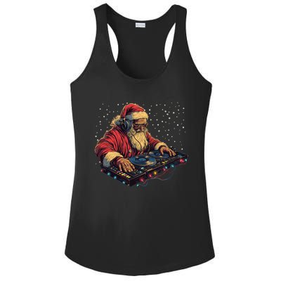 Dj Santa Claus Spinning Christmas Beats Funny House Music Gift Ladies PosiCharge Competitor Racerback Tank