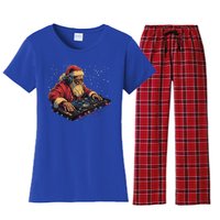 Dj Santa Claus Spinning Christmas Beats Funny House Music Gift Women's Flannel Pajama Set