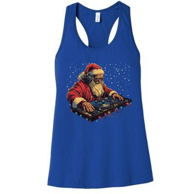 Dj Santa Claus Spinning Christmas Beats Funny House Music Gift Women's Racerback Tank