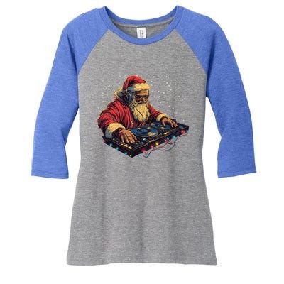 Dj Santa Claus Spinning Christmas Beats Funny House Music Gift Women's Tri-Blend 3/4-Sleeve Raglan Shirt