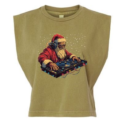 Dj Santa Claus Spinning Christmas Beats Funny House Music Gift Garment-Dyed Women's Muscle Tee