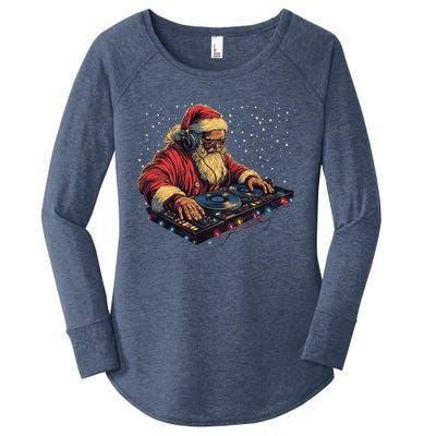 Dj Santa Claus Spinning Christmas Beats Funny House Music Gift Women's Perfect Tri Tunic Long Sleeve Shirt