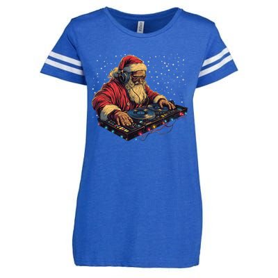 Dj Santa Claus Spinning Christmas Beats Funny House Music Gift Enza Ladies Jersey Football T-Shirt