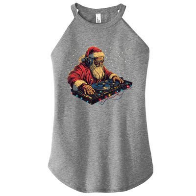 Dj Santa Claus Spinning Christmas Beats Funny House Music Gift Women's Perfect Tri Rocker Tank